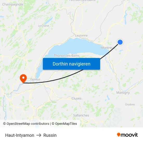 Haut-Intyamon to Russin map
