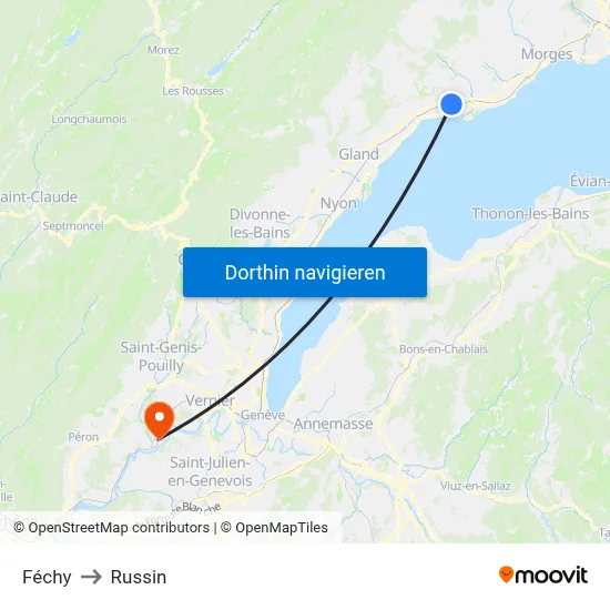 Féchy to Russin map