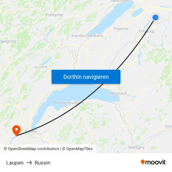 Laupen to Russin map