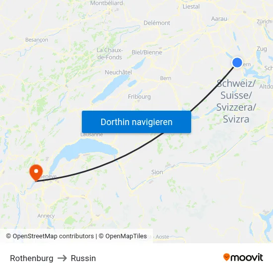 Rothenburg to Russin map