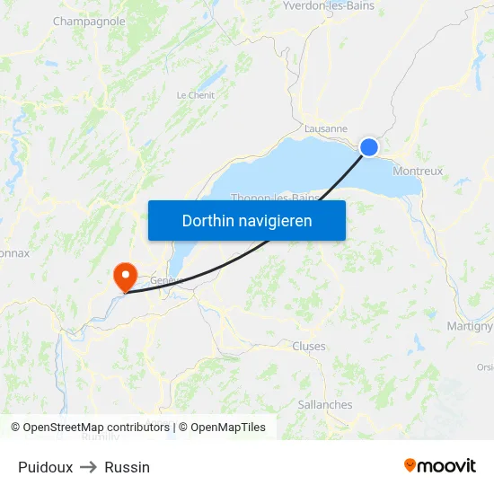 Puidoux to Russin map