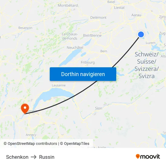 Schenkon to Russin map