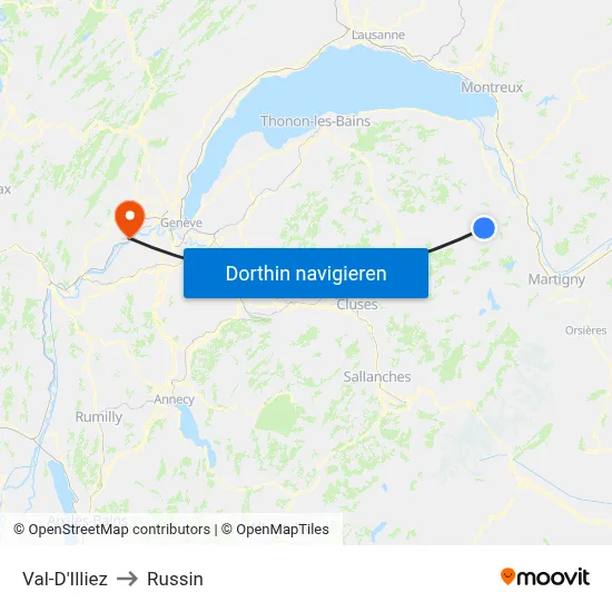 Val-D'Illiez to Russin map