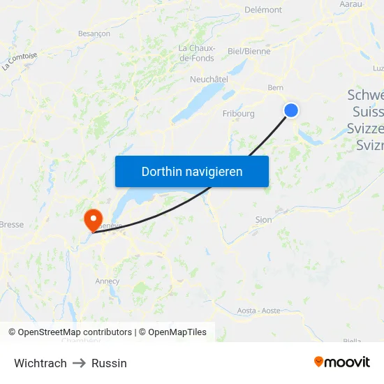 Wichtrach to Russin map
