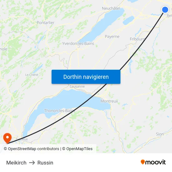 Meikirch to Russin map