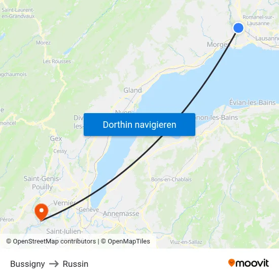 Bussigny to Russin map