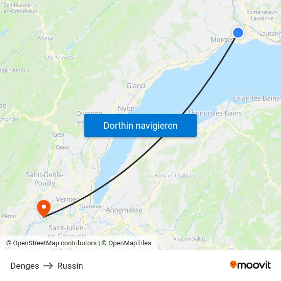 Denges to Russin map