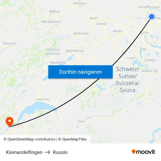 Kleinandelfingen to Russin map