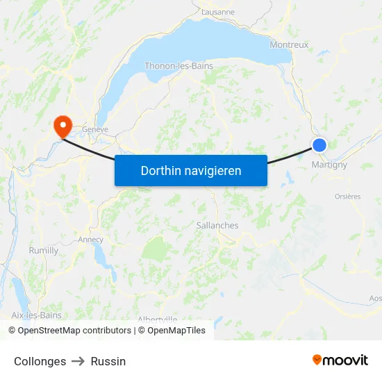 Collonges to Russin map