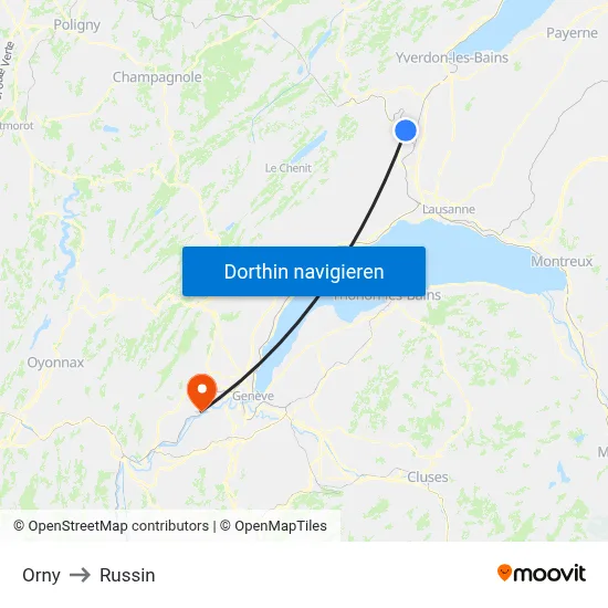 Orny to Russin map
