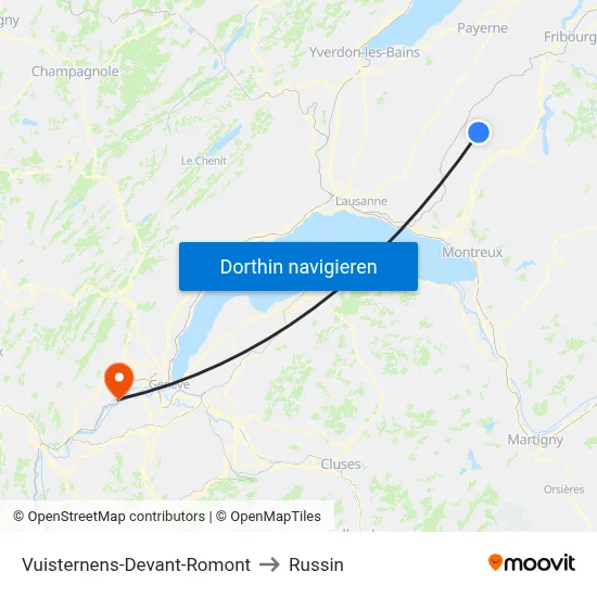 Vuisternens-Devant-Romont to Russin map