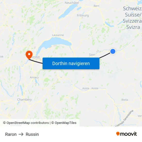 Raron to Russin map