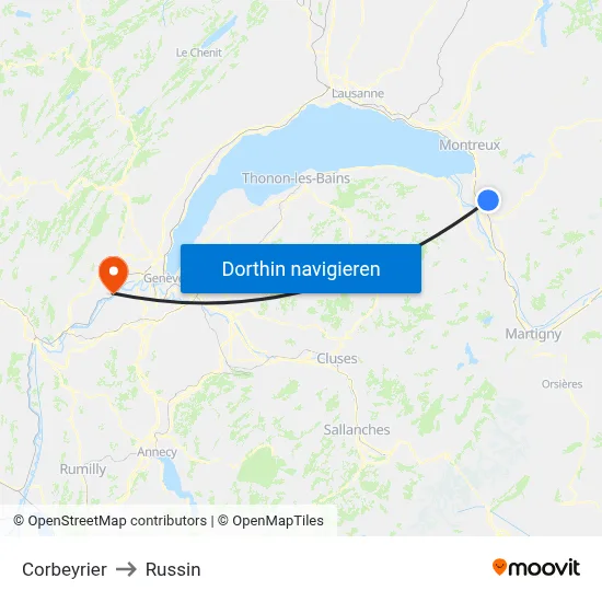 Corbeyrier to Russin map