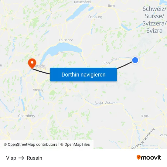 Visp to Russin map