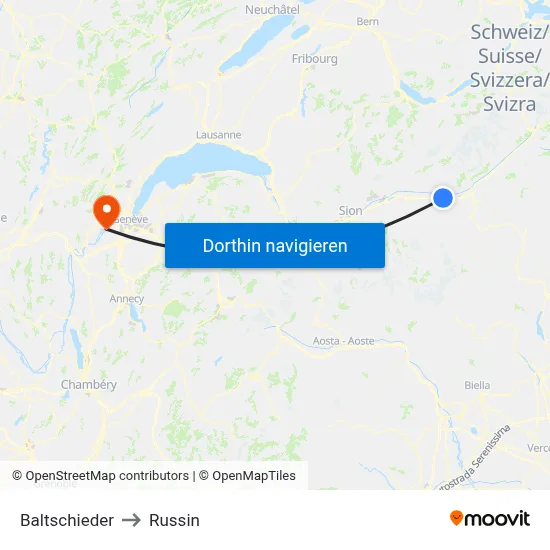 Baltschieder to Russin map
