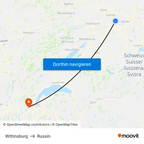 Wittinsburg to Russin map