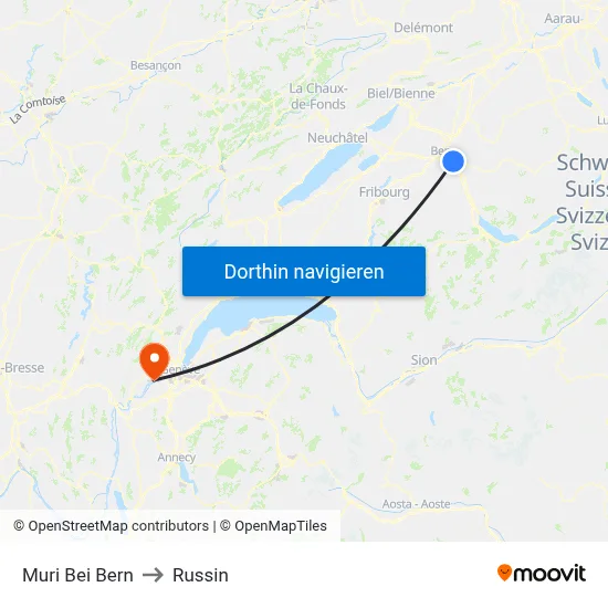 Muri Bei Bern to Russin map
