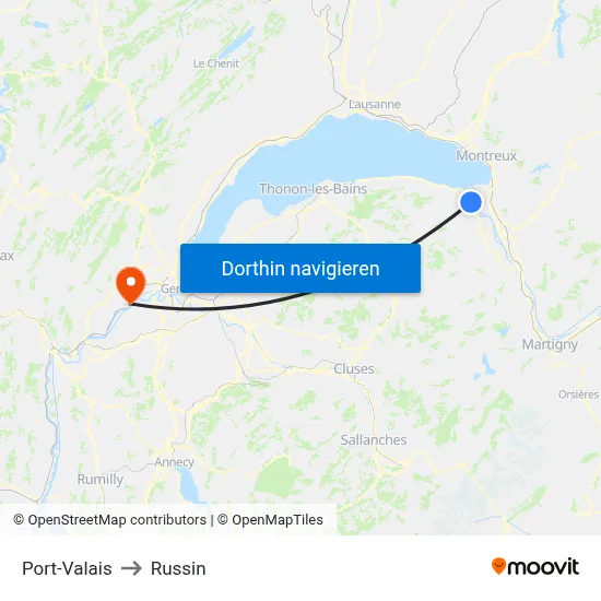 Port-Valais to Russin map