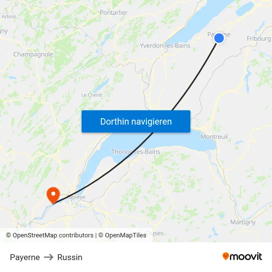 Payerne to Russin map