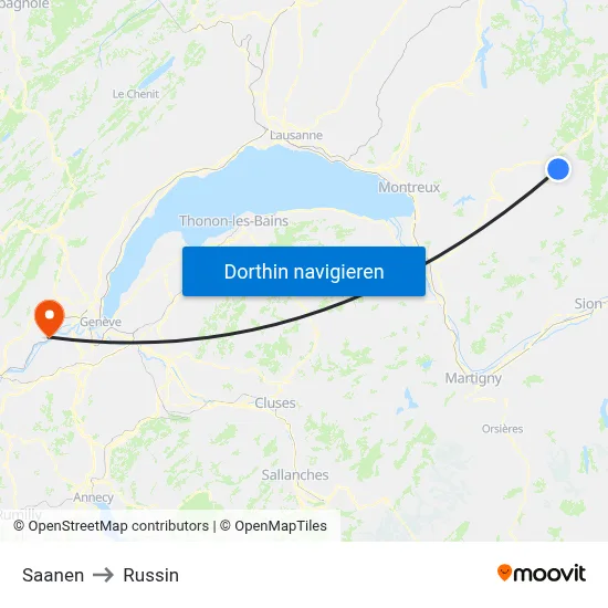 Saanen to Russin map