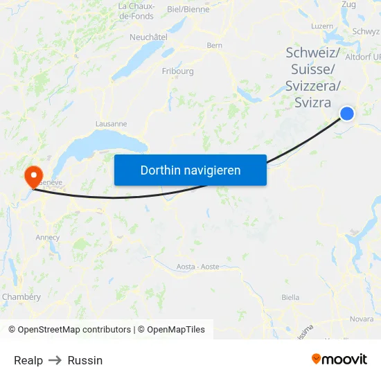 Realp to Russin map