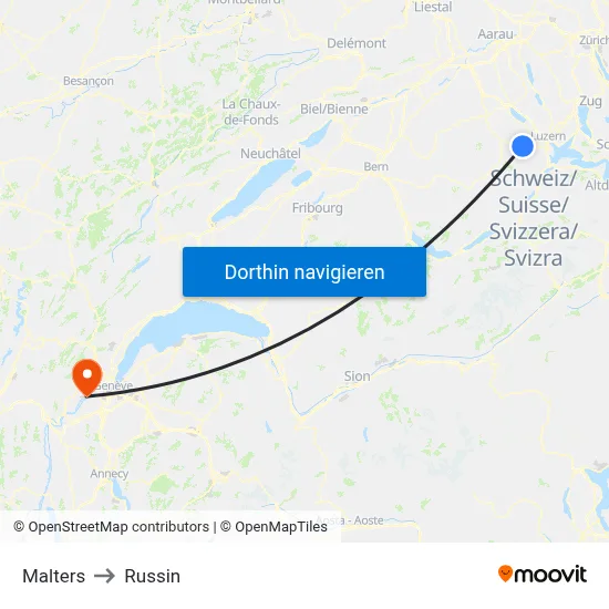 Malters to Russin map