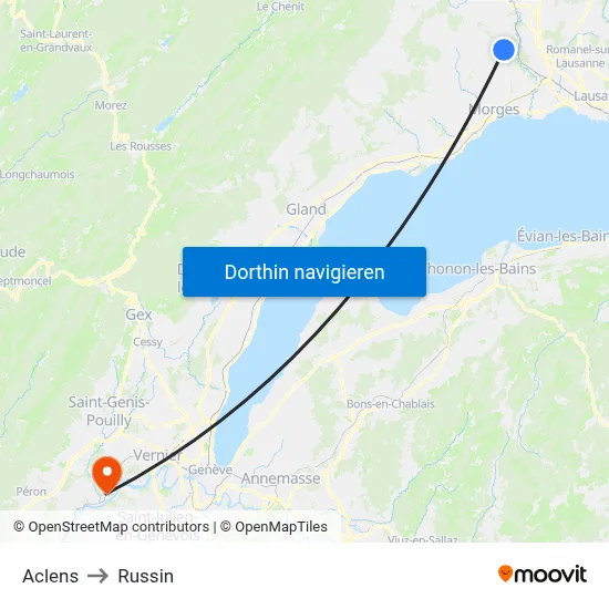 Aclens to Russin map