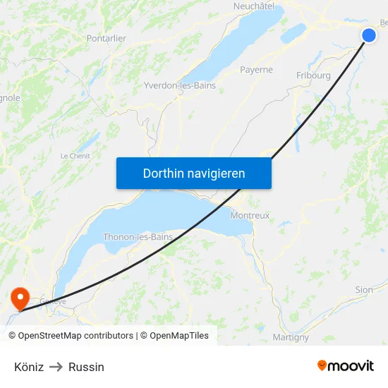 Köniz to Russin map