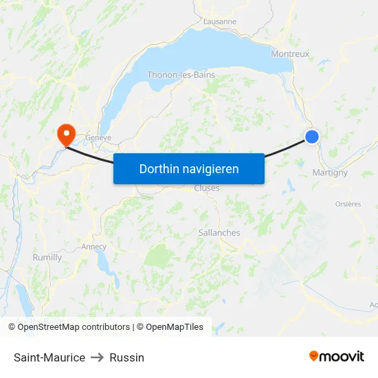 Saint-Maurice to Russin map