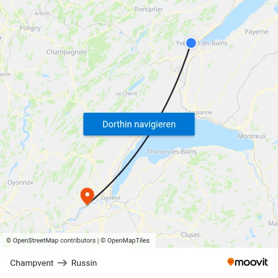 Champvent to Russin map