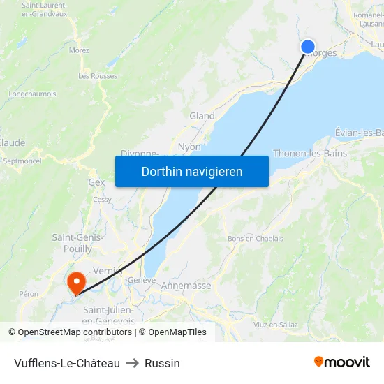 Vufflens-Le-Château to Russin map