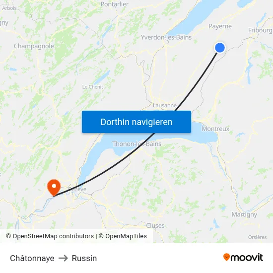 Châtonnaye to Russin map