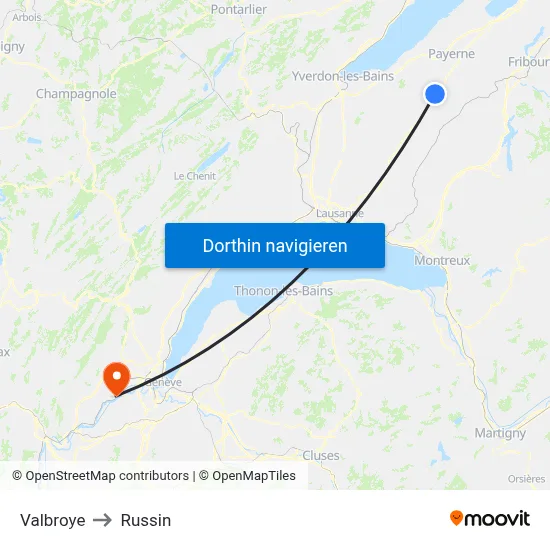 Valbroye to Russin map