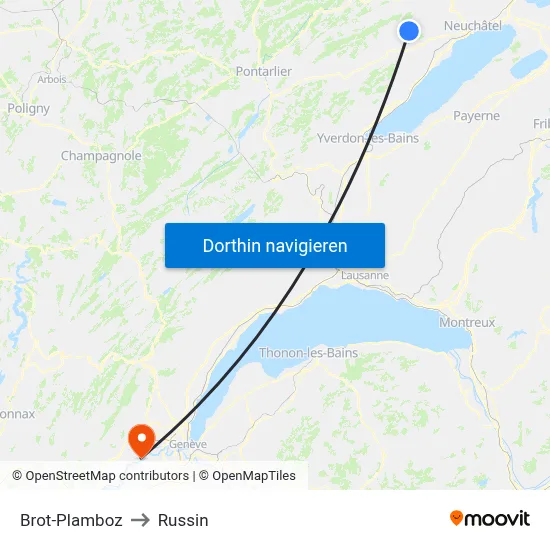 Brot-Plamboz to Russin map