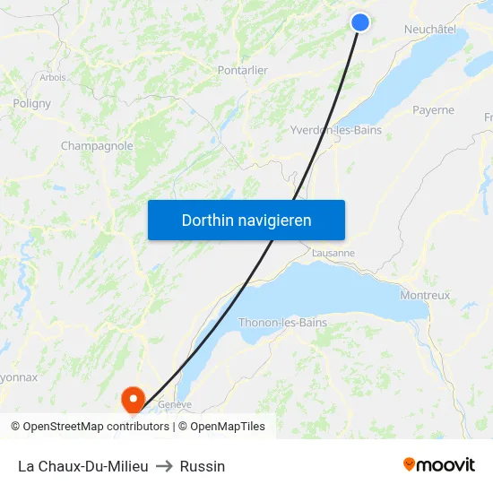 La Chaux-Du-Milieu to Russin map