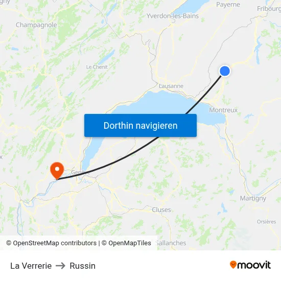 La Verrerie to Russin map