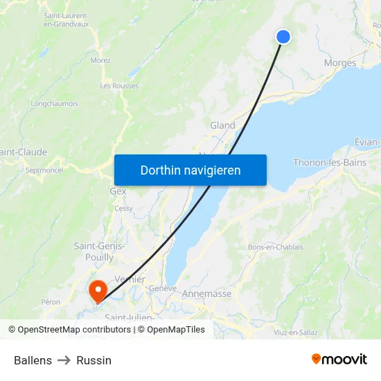 Ballens to Russin map