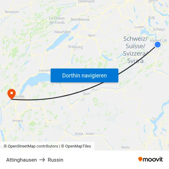 Attinghausen to Russin map