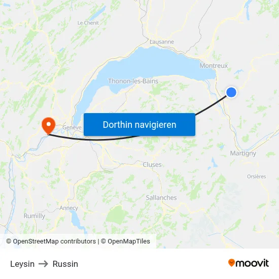 Leysin to Russin map