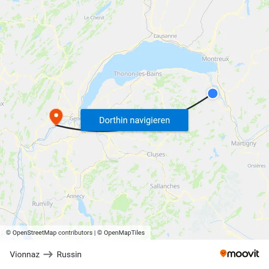 Vionnaz to Russin map