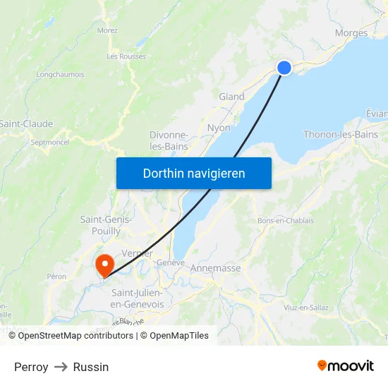 Perroy to Russin map