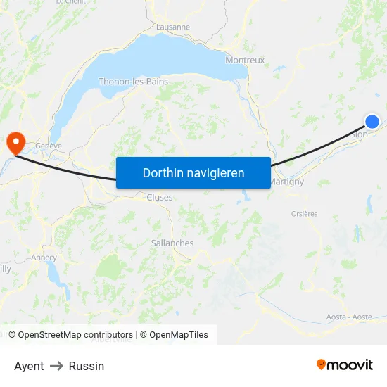 Ayent to Russin map