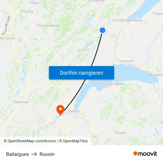 Ballaigues to Russin map