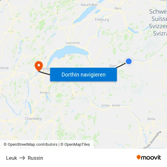Leuk to Russin map