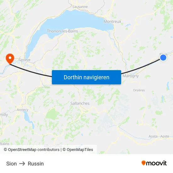 Sion to Russin map