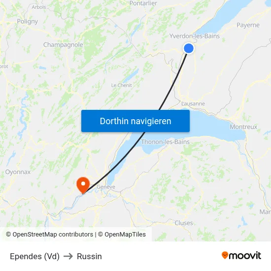 Ependes (Vd) to Russin map