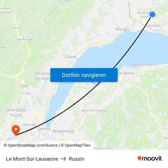 Le Mont-Sur-Lausanne to Russin map