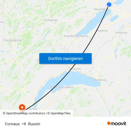 Cornaux to Russin map