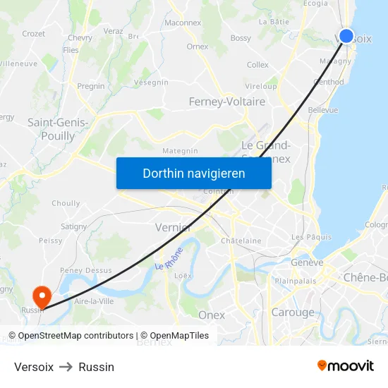 Versoix to Russin map