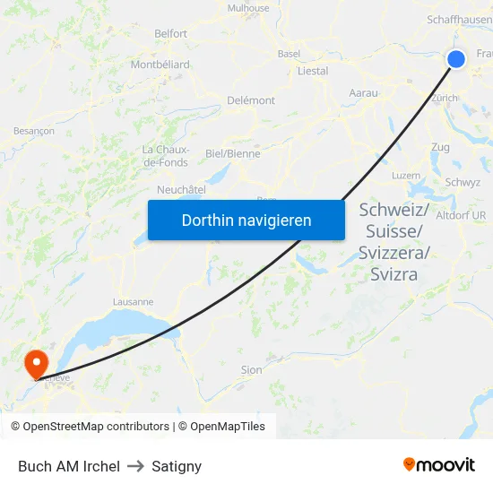 Buch AM Irchel to Satigny map